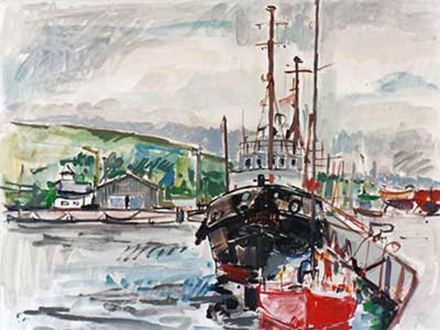 14-I24_Le Port_La Réunion 1986_Gouache 65x50